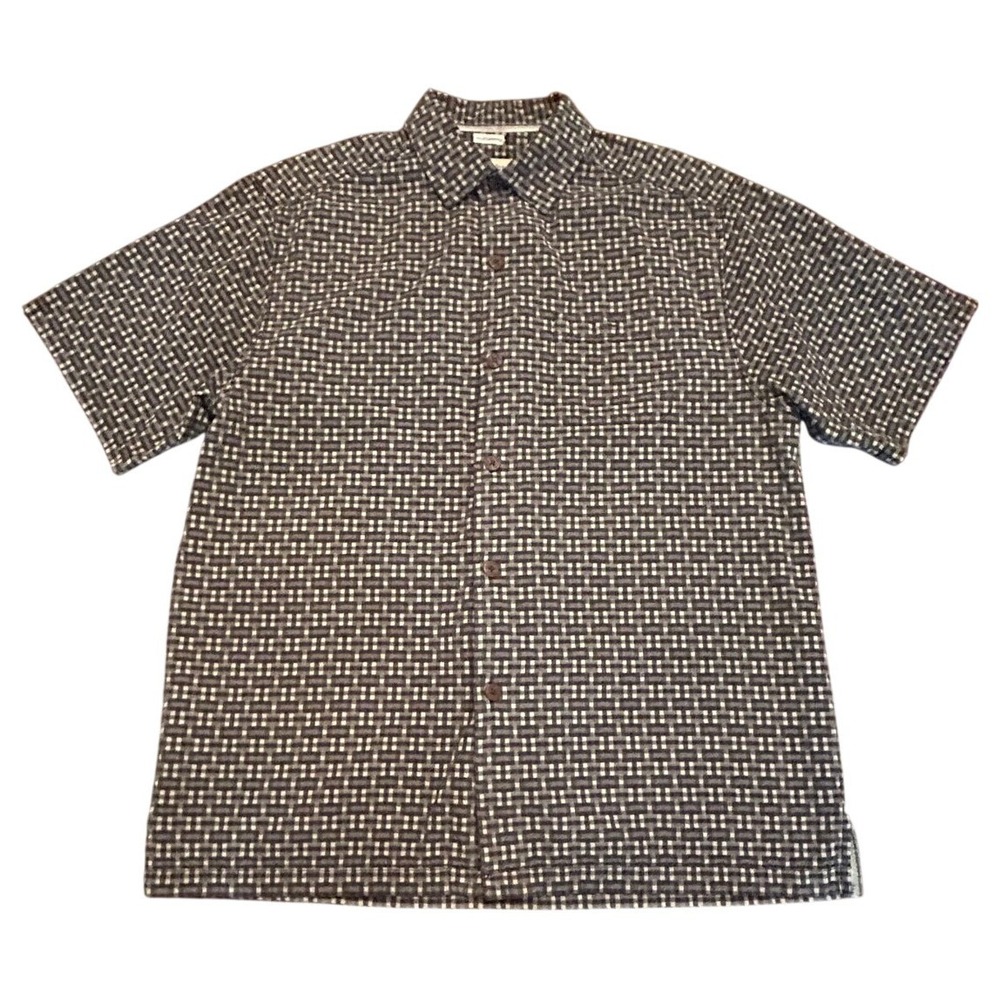 Tommy Bahama Shirt Medium Silk Cotton Geometric‎ Short Sleeve Island Resortwear